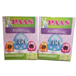 PAAS MONOGRAMS Easter Egg Decorating Kit Kids Craft Stickers‎ LOT OF 2 NEW